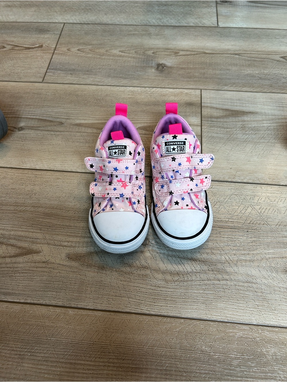 Converse Kids Pink Star Print Double-Strap Sneakers